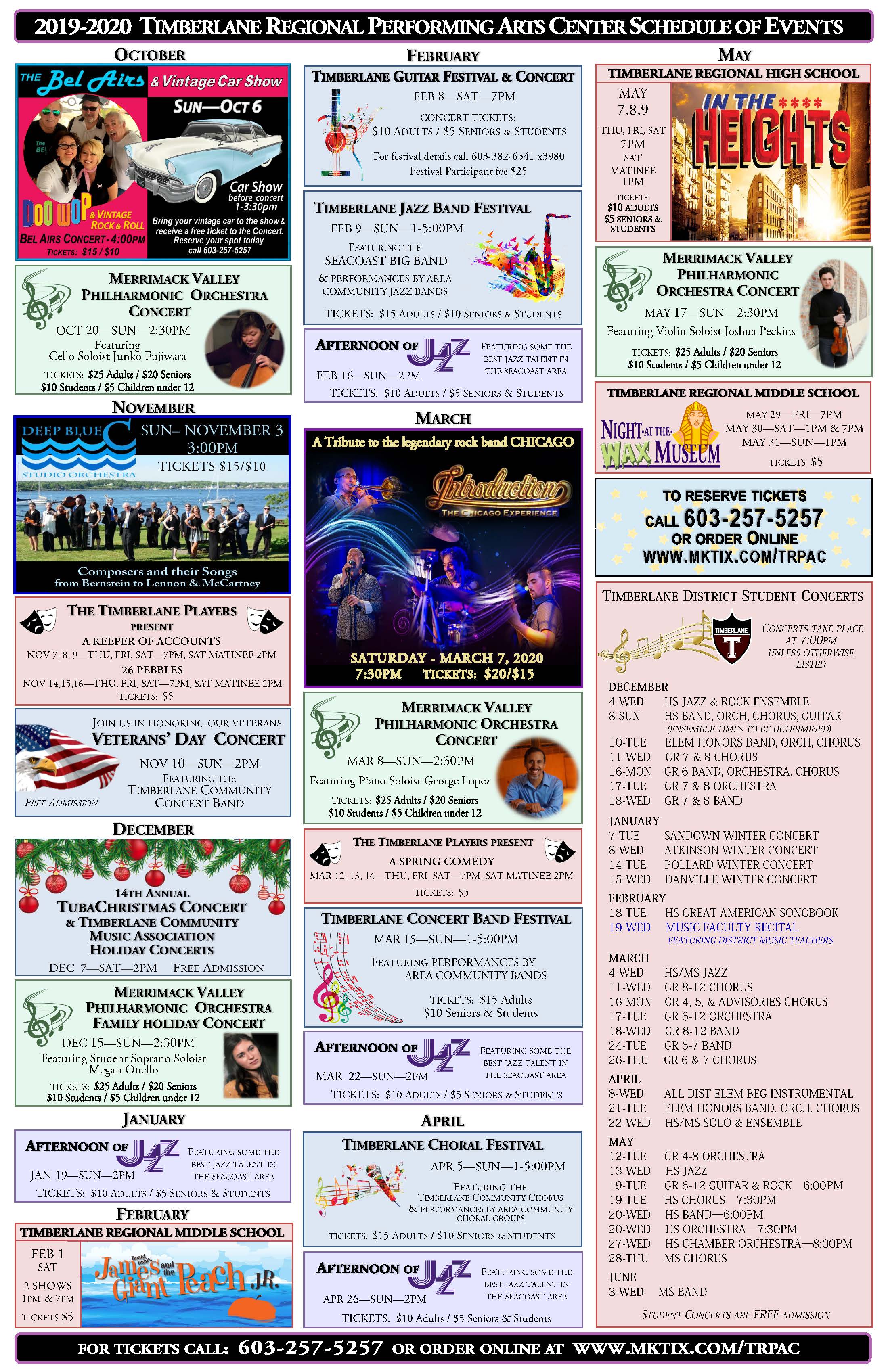 events calendar timberlane performing arts center schedule events online